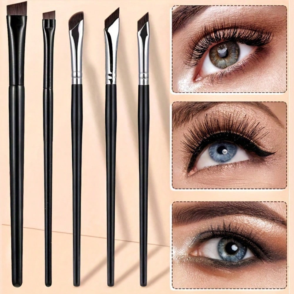 Detailing Brush Set - 5-teiliges Make-up-Pinsel-Set, Sichel-Eyeliner-Pinsel, abgeschrägter Detailpinsel, Lidschatten-Pinsel-Set,