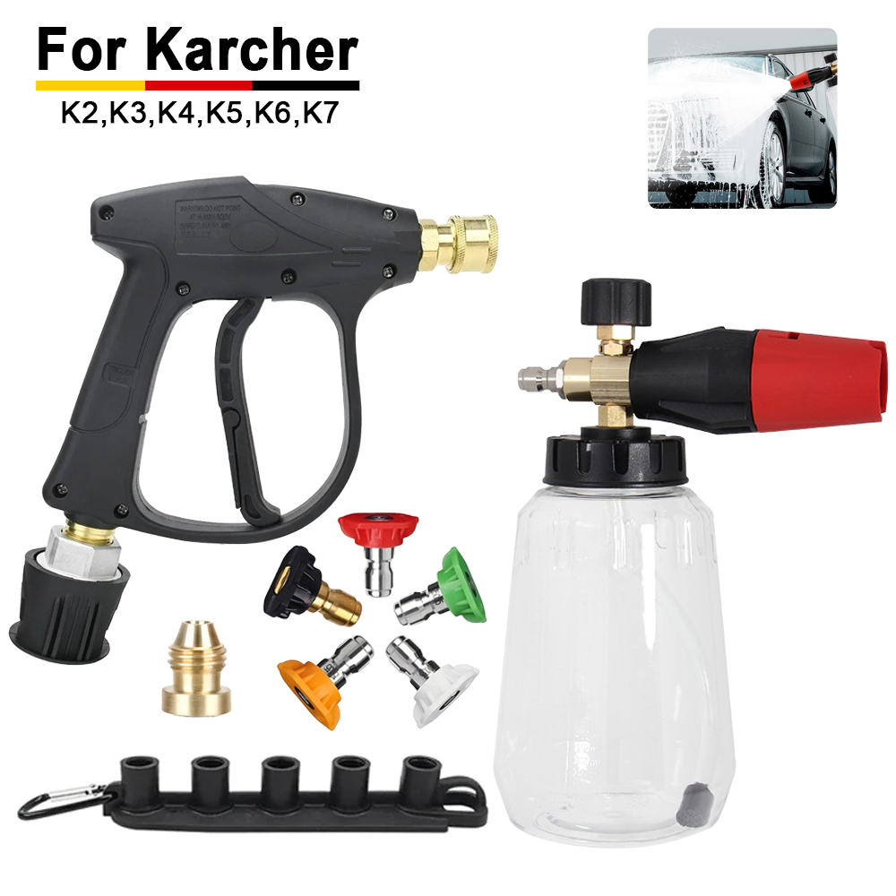 Pressure Washer Foam Gun - Karcher-kompatibles Schneeschaumlanzen-Set – Hochdruck-Wasserpistole + Schnellanschluss