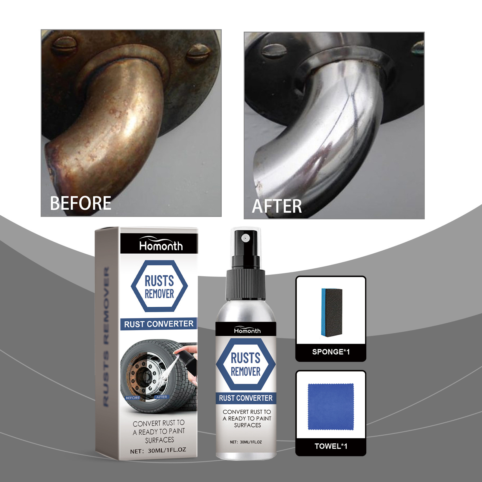 Wheel Cleaner Alloy - Rostentferner-Spray für Autoräder, schnell wirkender Reifen-